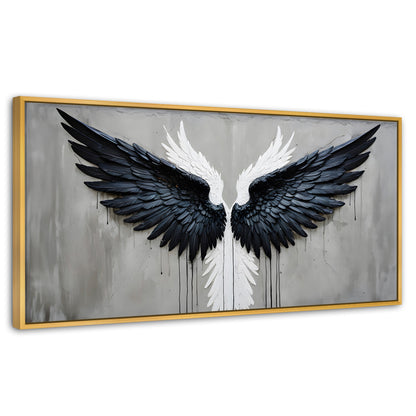 Cuadros Decorativos Canvas Revolution | Alas Angel Oscuro | Panoramico | Portada | Marco Madera
