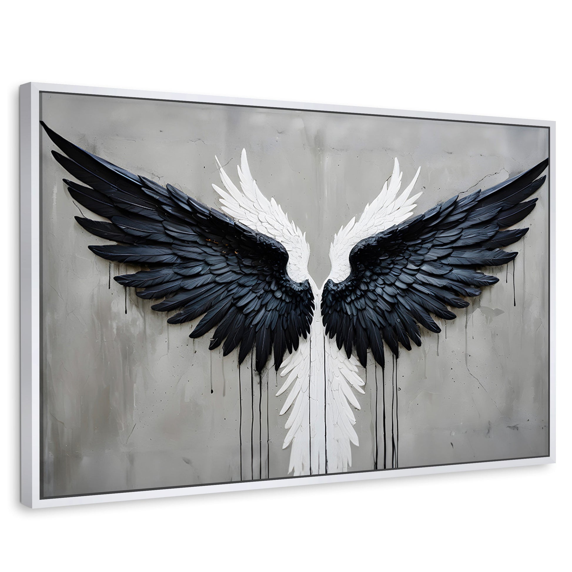 Cuadros Decorativos Canvas Revolution | Alas Angel Oscuro | Rectangular | Portada | Marco Blanco