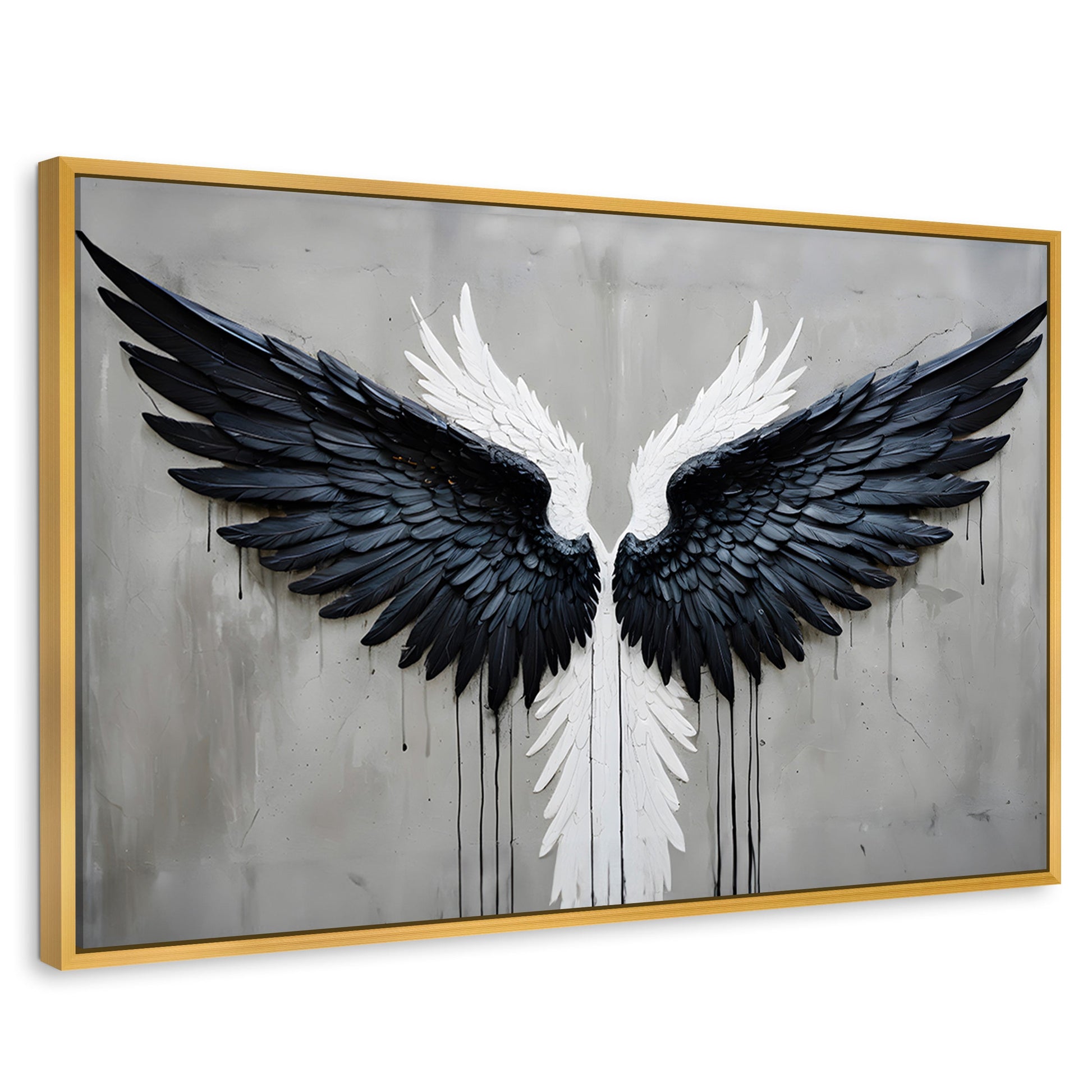 Cuadros Decorativos Canvas Revolution | Alas Angel Oscuro | Rectangular | Portada | Marco Dorado