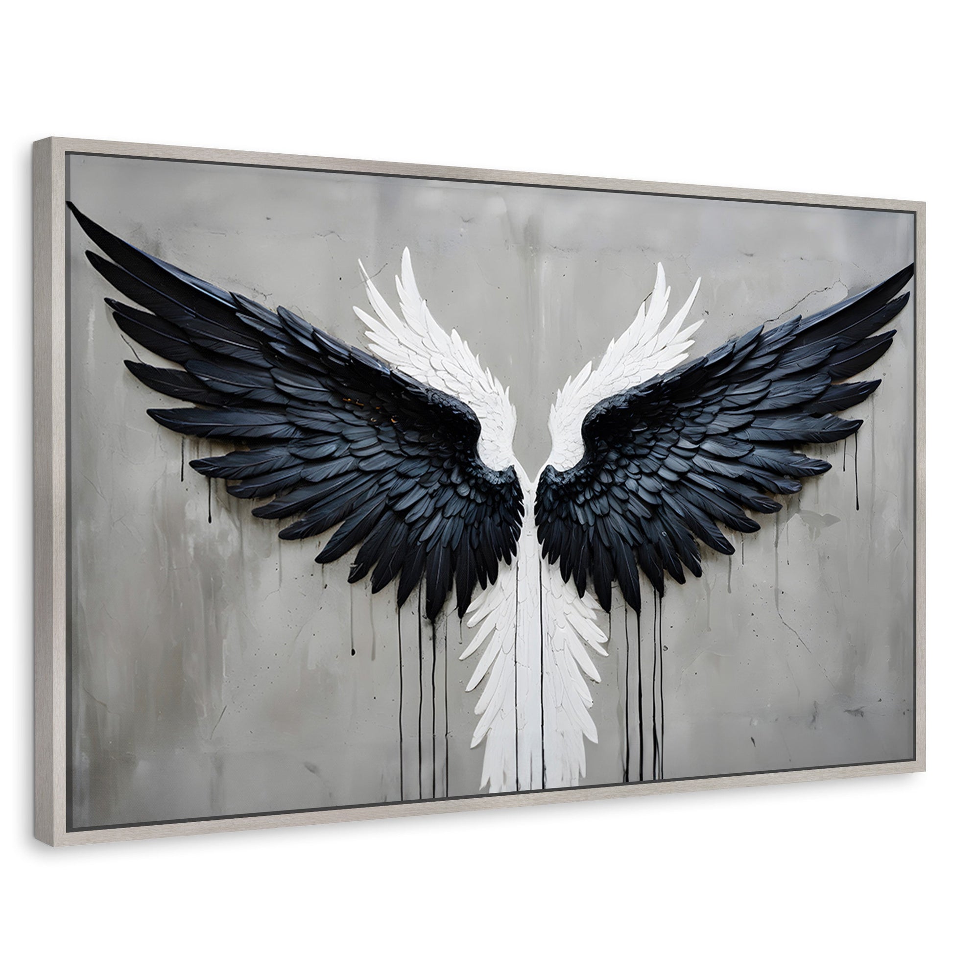 Cuadros Decorativos Canvas Revolution | Alas Angel Oscuro | Rectangular | Portada | Marco Plateado
