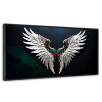 Cuadros Decorativos Canvas Revolution | Alas Angel Profundo | Panoramico | Portada | Marco Plateado