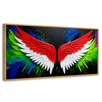 Cuadros Decorativos Canvas Revolution | Alas Angel Radiante | Panoramico | Portada | Marco Negro