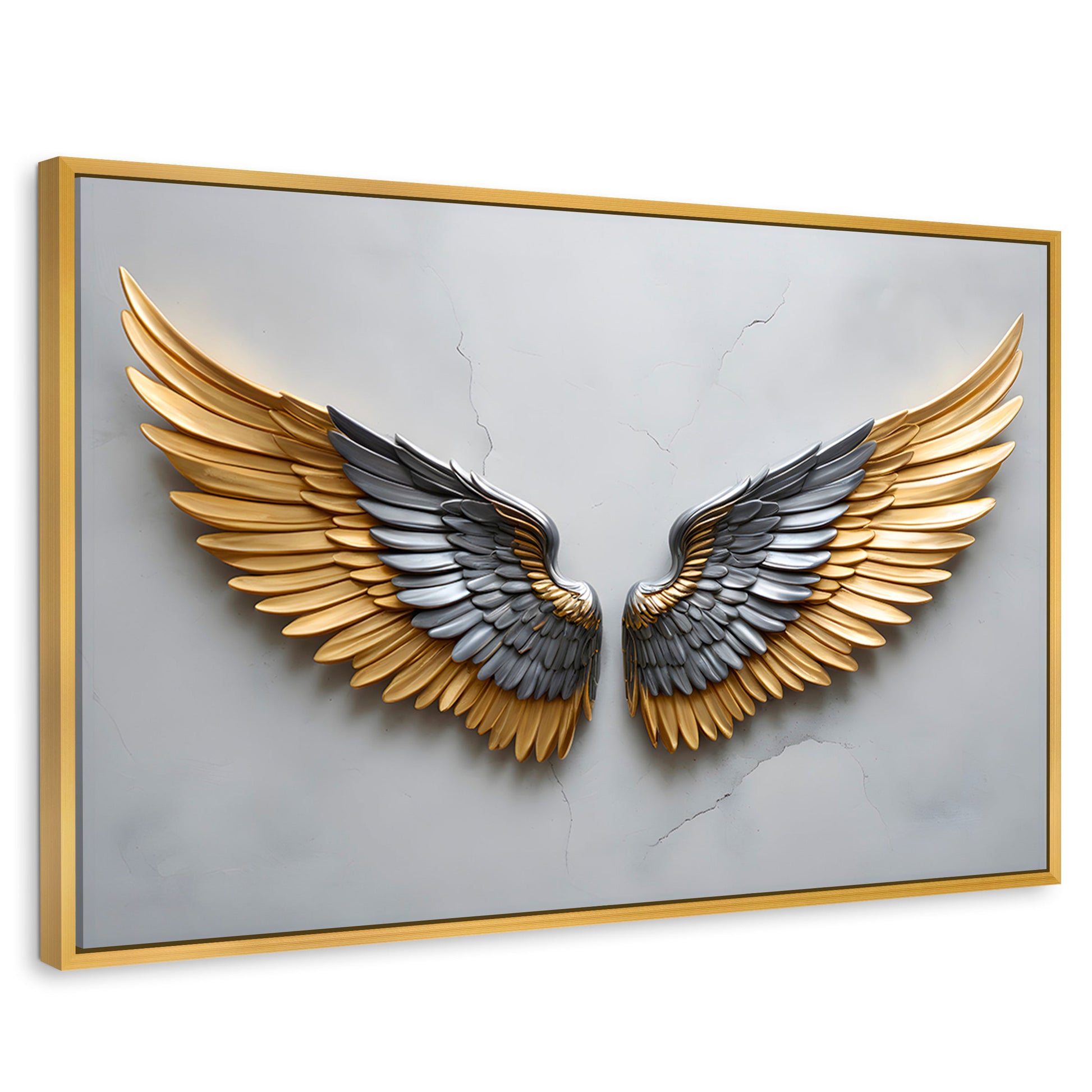 Cuadros Decorativos Canvas Revolution | Alas Angel Sereno | Rectangular | Portada | Marco Dorado