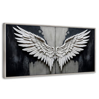 Cuadros Decorativos Canvas Revolution | Alas Angel Sombra | Panoramico | Portada | Marco Blanco