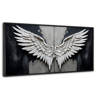 Cuadros Decorativos Canvas Revolution | Alas Angel Sombra | Panoramico | Portada | Marco Plateado