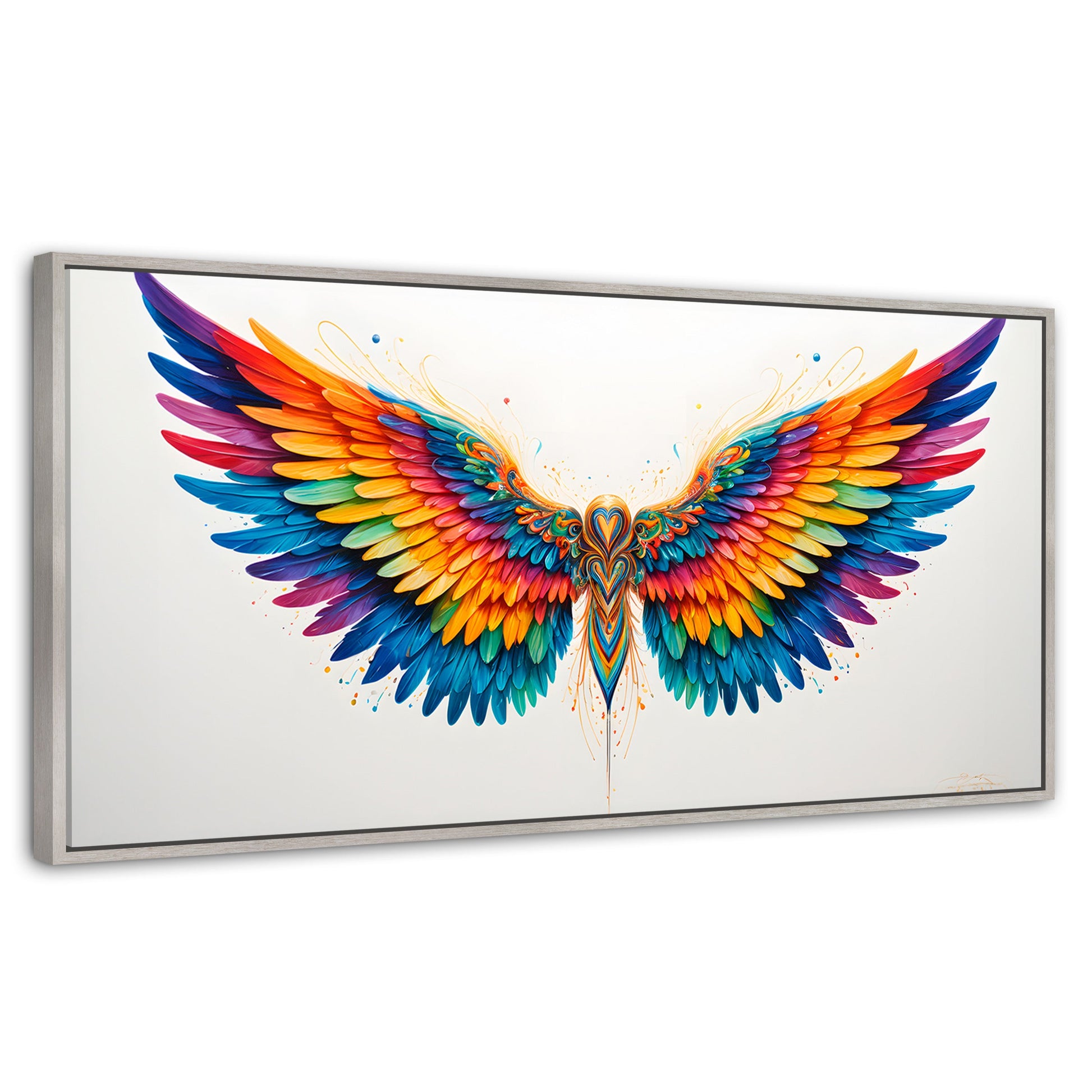 Cuadros Decorativos Canvas Revolution | Alas Color De Angel | Panoramico | Portada | Marco Blanco