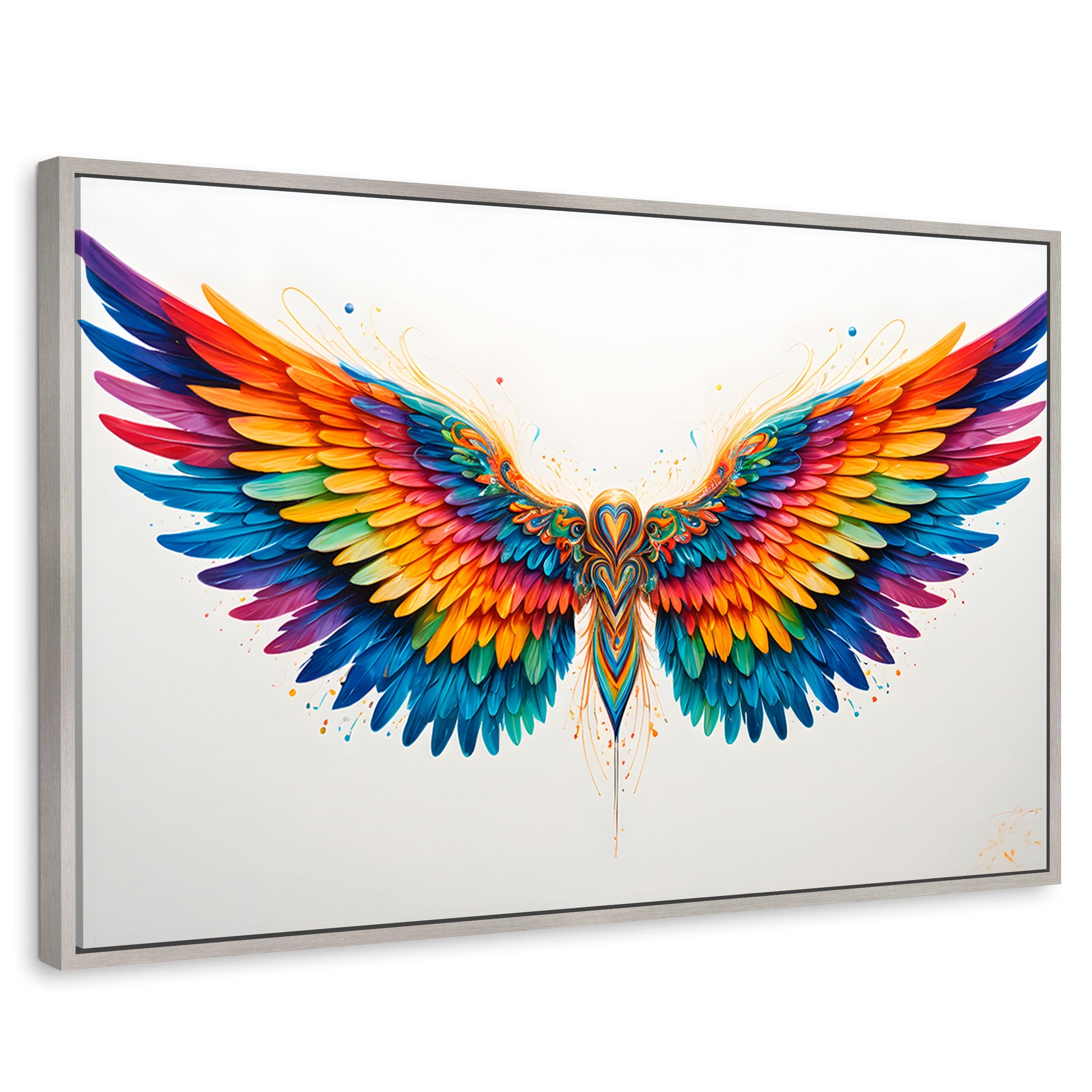 Cuadros Decorativos Canvas Revolution | Alas Color De Angel | Rectangular | Portada | Marco Plateado