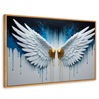 Cuadros Decorativos Canvas Revolution | Alas Corazon Dorado | Rectangular | Portada | Marco Madera