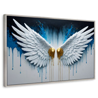 Cuadros Decorativos Canvas Revolution | Alas Corazon Dorado | Rectangular | Portada | Marco Plateado