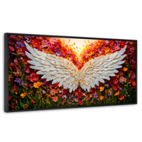 Cuadros Decorativos Canvas Revolution | Alas En Flores | Panoramico | Portada | Marco Plateado
