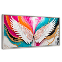 Cuadros Decorativos Canvas Revolution | Alas Fusion Color | Panoramico | Portada | Marco Blanco