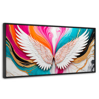 Cuadros Decorativos Canvas Revolution | Alas Fusion Color | Panoramico | Portada | Marco Plateado