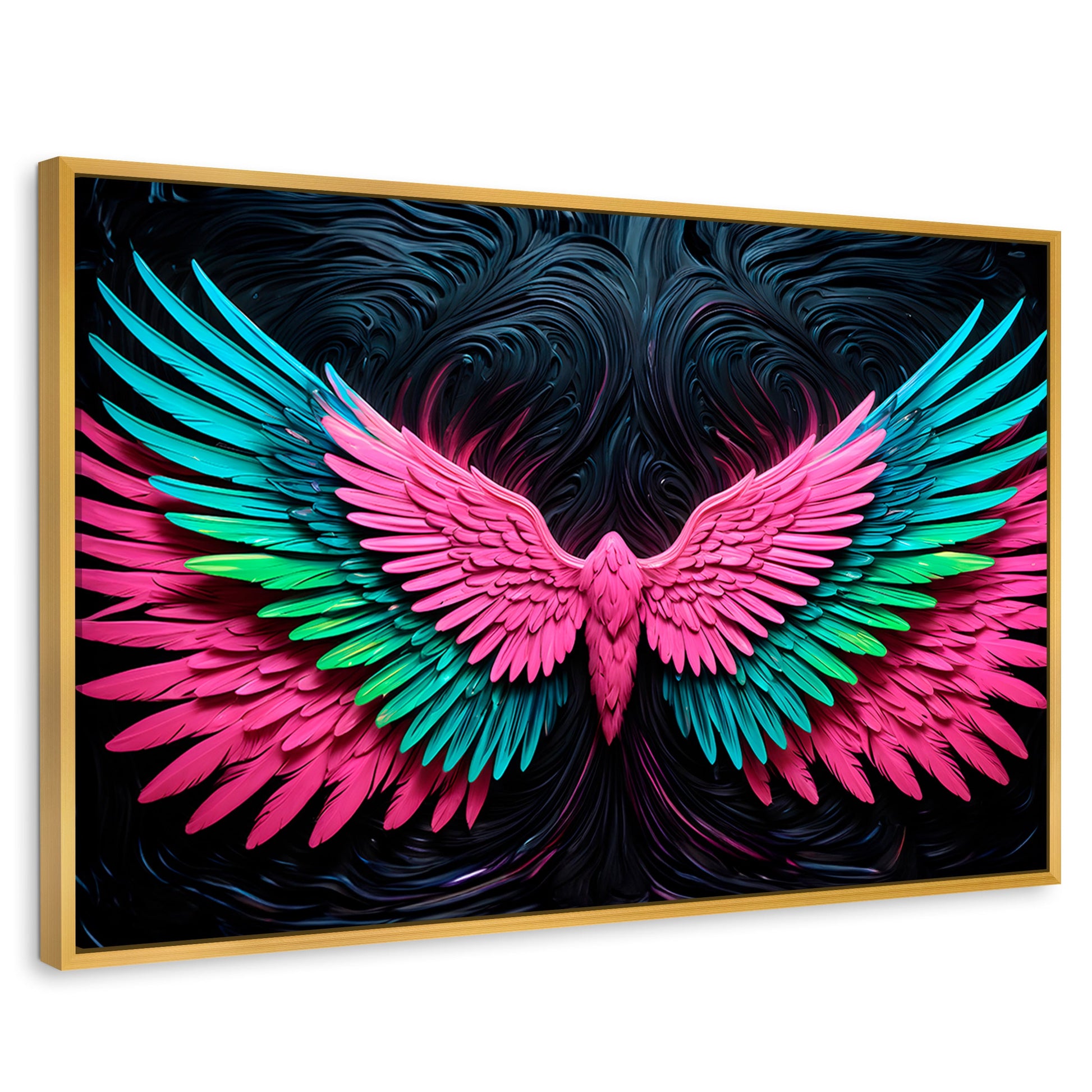 Cuadros Decorativos Canvas Revolution | Alas Luz Angeles | Rectangular | Portada | Marco Dorado