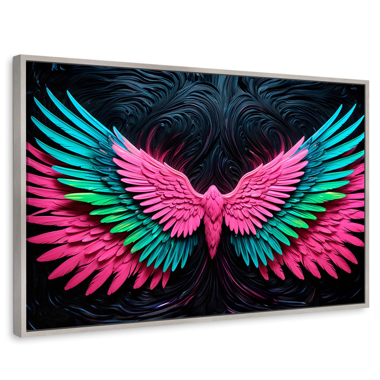Cuadros Decorativos Canvas Revolution | Alas Luz Angeles | Rectangular | Portada | Marco Plateado