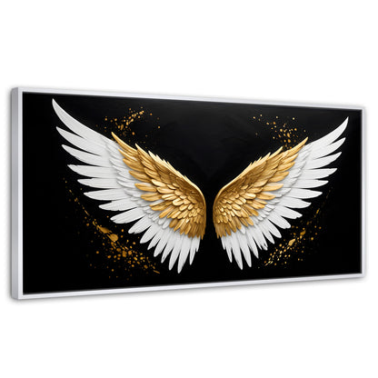 Cuadros Decorativos Canvas Revolution | Alas Oro Negro | Panoramico | Portada | Marco Dorado