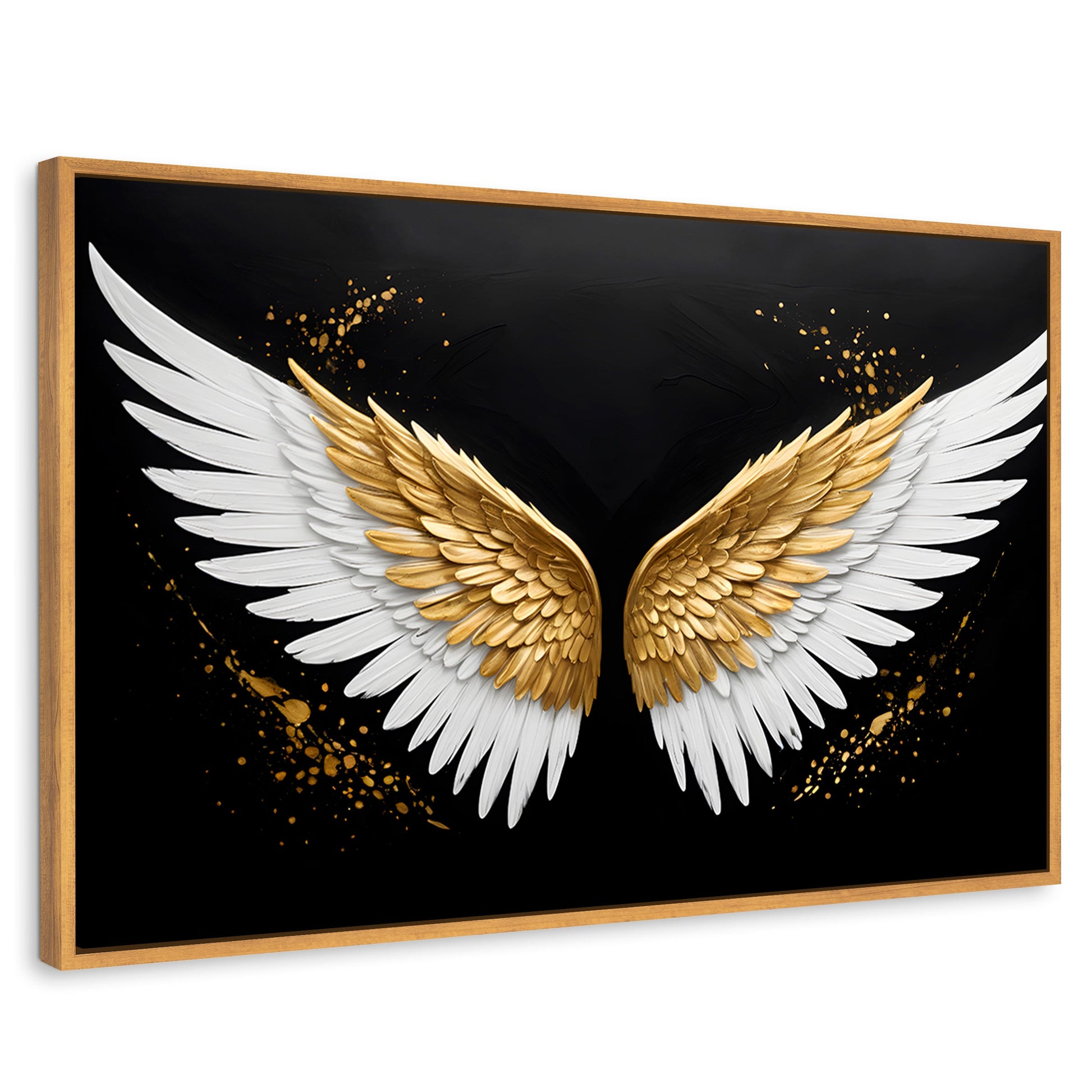 Cuadros Decorativos Canvas Revolution | Alas Oro Negro | Rectangular | Portada | Marco Madera