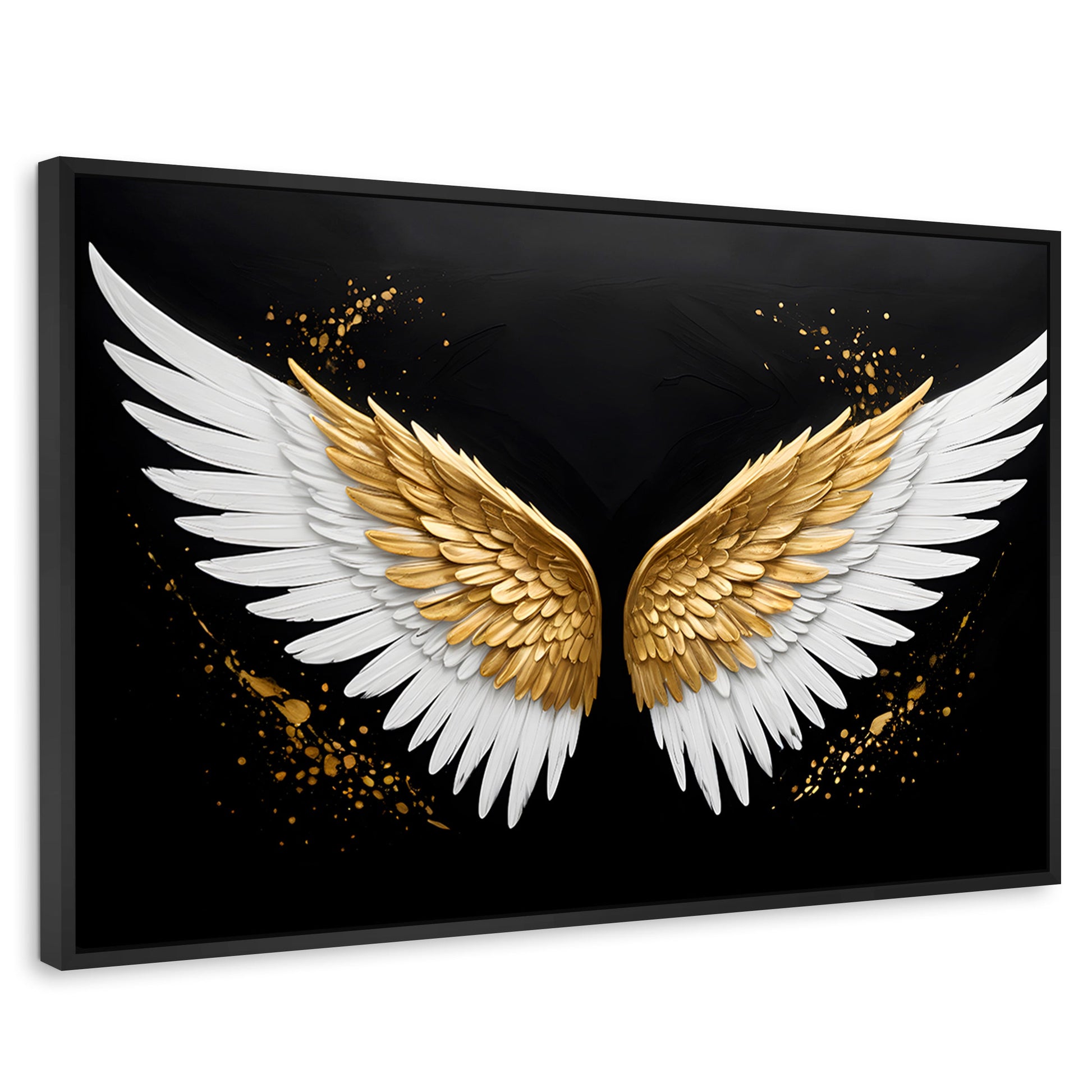 Cuadros Decorativos Canvas Revolution | Alas Oro Negro | Rectangular | Portada | Marco Negro