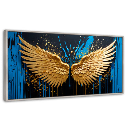 Cuadros Decorativos Canvas Revolution | Alas Oro Splash | Panoramico | Portada | Marco Blanco