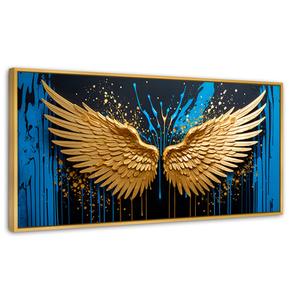 Cuadros Decorativos Canvas Revolution | Alas Oro Splash | Panoramico | Portada | Marco Madera