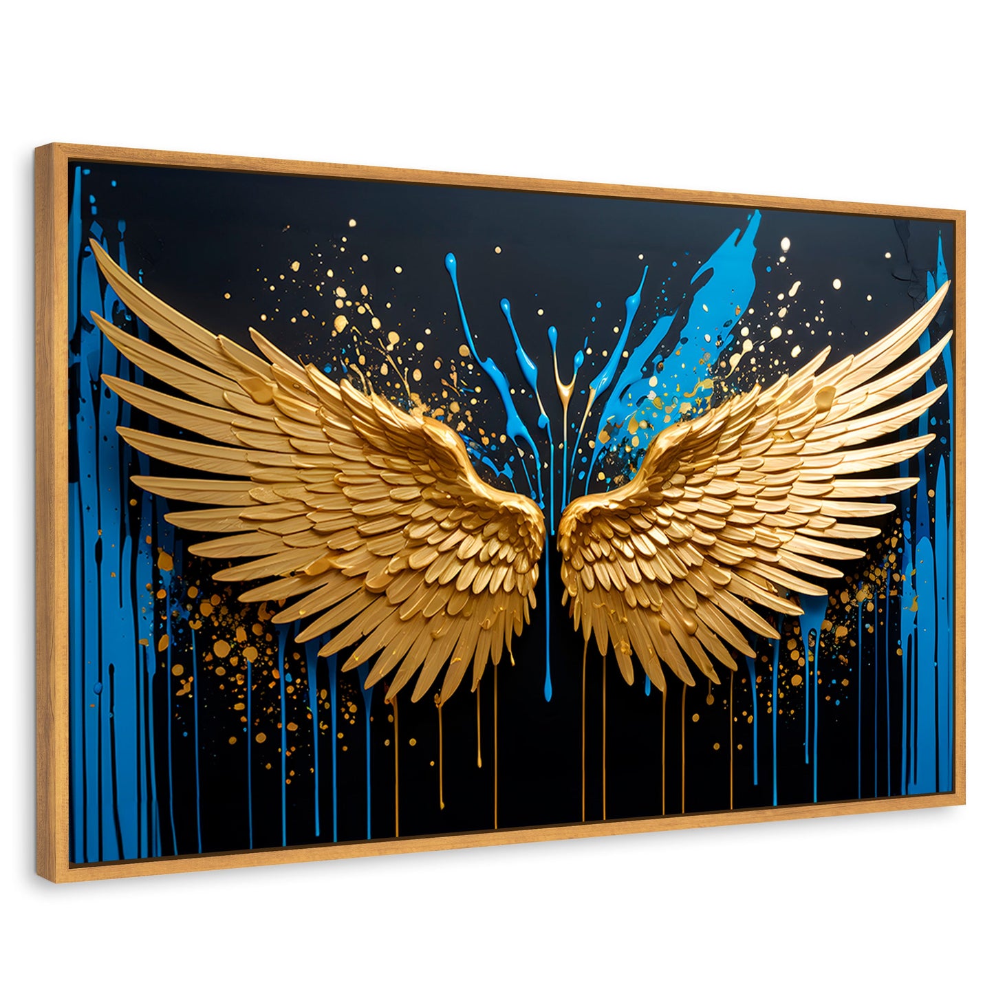 Cuadros Decorativos Canvas Revolution | Alas Oro Splash | Rectangular | Portada | Marco Madera