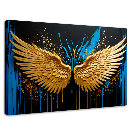 Cuadros Decorativos Canvas Revolution | Alas Oro Splash | Rectangular | Portada | Marco SinMarco