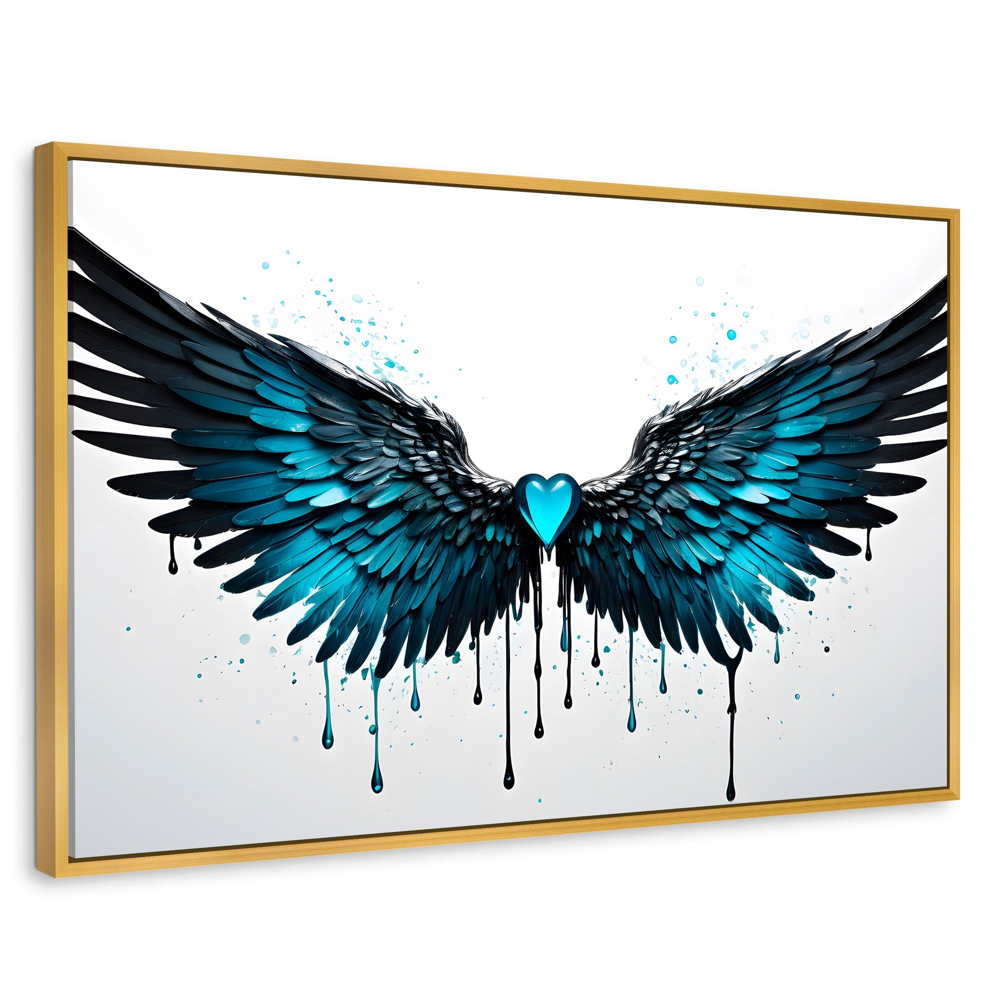 Cuadros Decorativos Canvas Revolution | Alas Piedra Angel | Rectangular | Portada | Marco Dorado