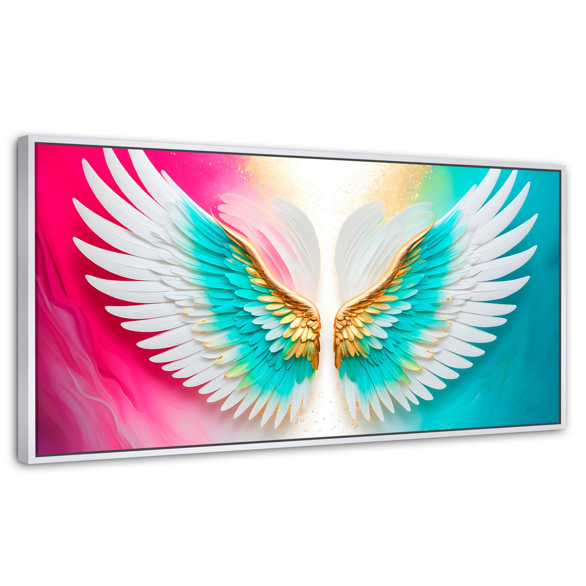 Cuadros Decorativos Canvas Revolution | Alas Plumas De Paz | Panoramico | Portada | Marco Dorado