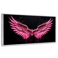 Cuadros Decorativos Canvas Revolution | Alas Rosadas Angel | Panoramico | Portada | Marco Dorado