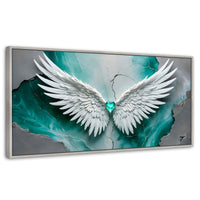 Cuadros Decorativos Canvas Revolution | Alas Vida Esmeralda | Panoramico | Portada | Marco Blanco