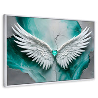 Cuadros Decorativos Canvas Revolution | Alas Vida Esmeralda | Rectangular | Portada | Marco Blanco