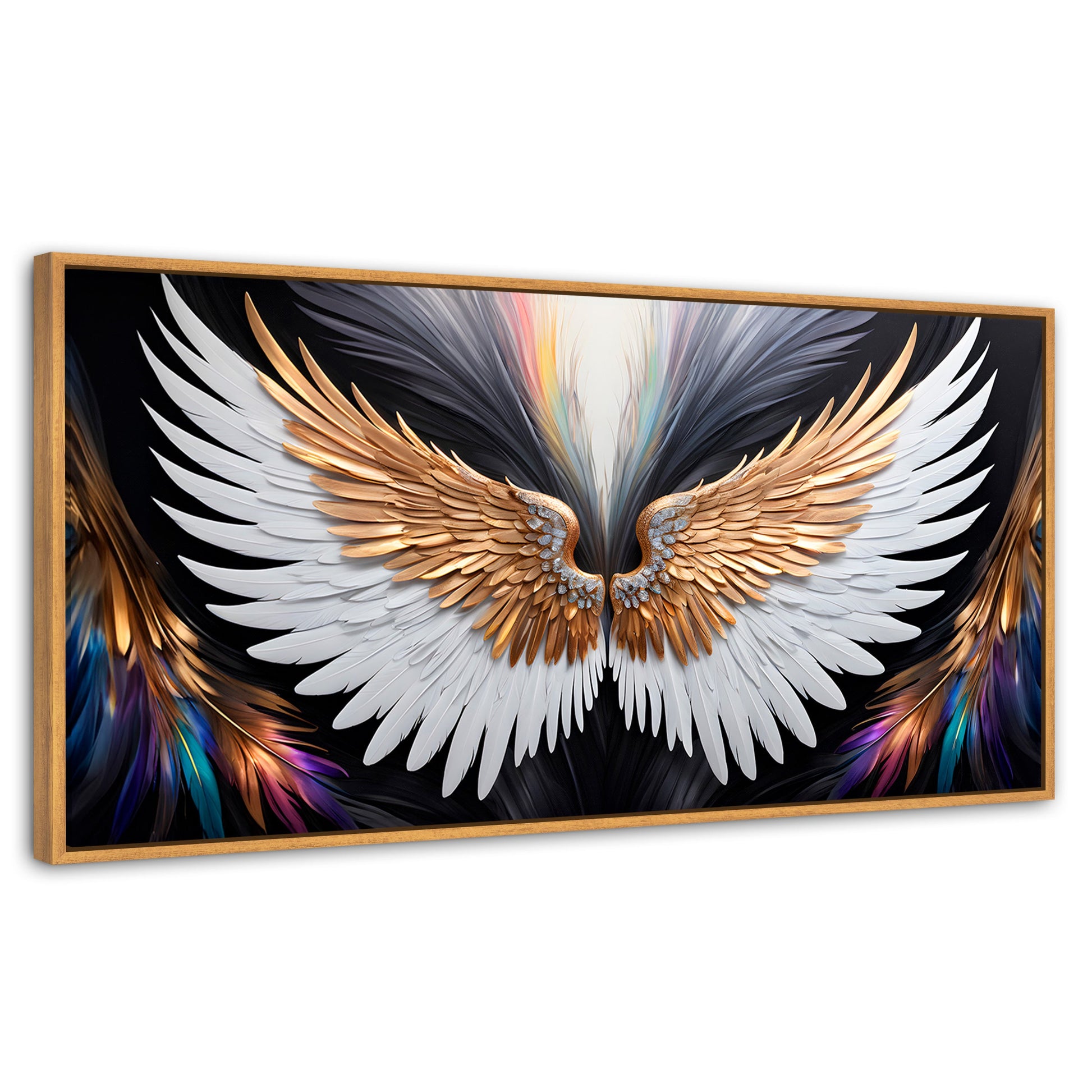 Cuadros Decorativos Canvas Revolution | Alas Vuelo Mistico | Panoramico | Portada | Marco Negro