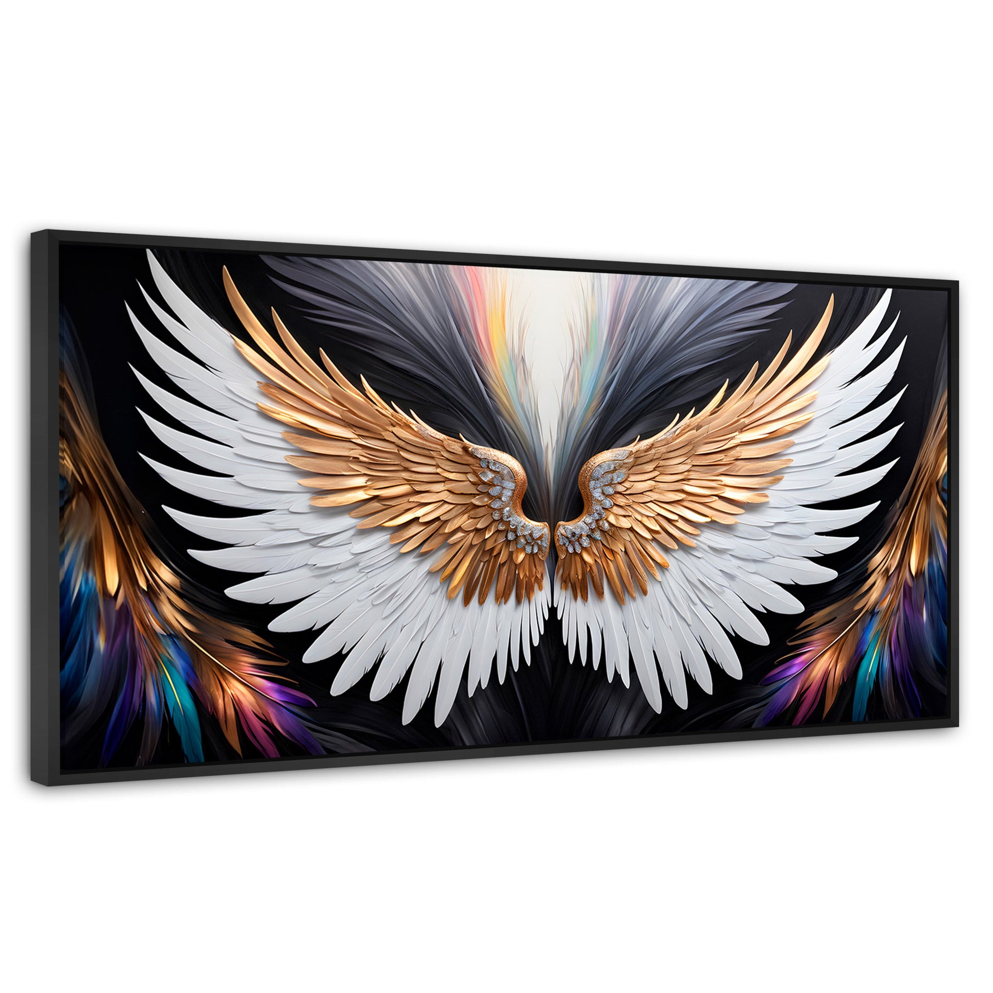Cuadros Decorativos Canvas Revolution | Alas Vuelo Mistico | Panoramico | Portada | Marco Plateado