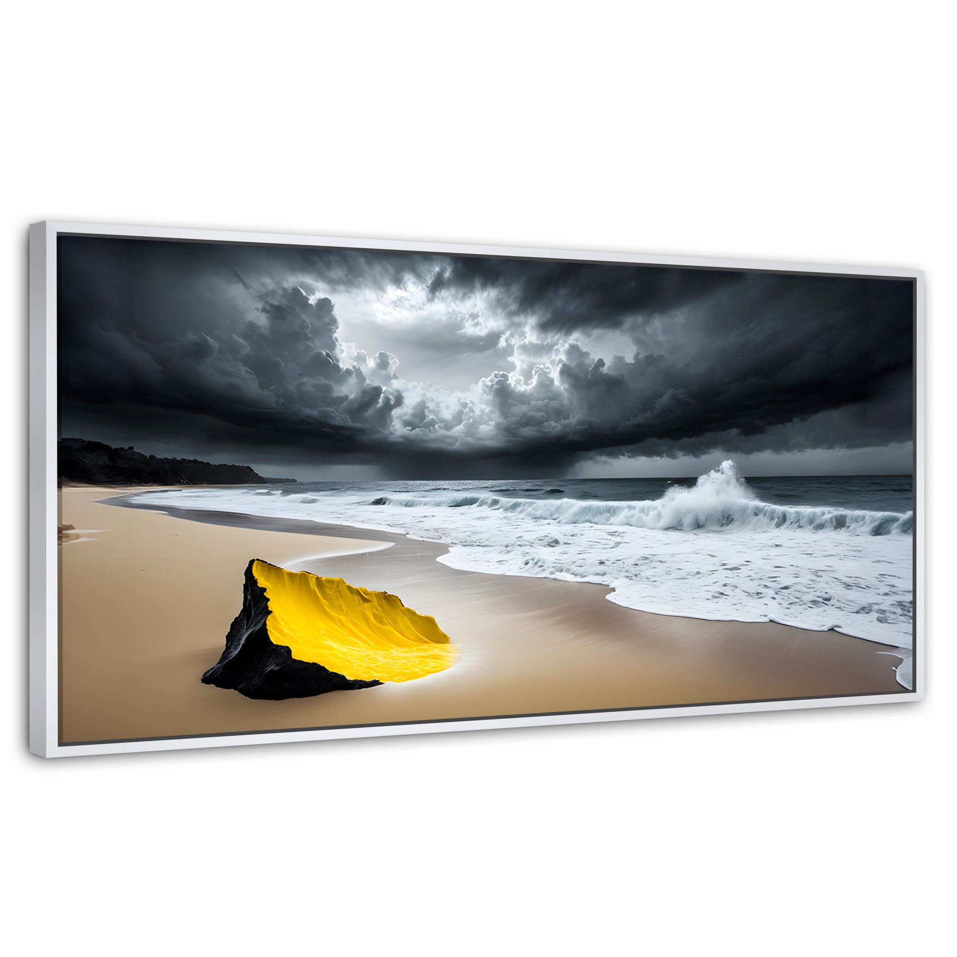 Cuadros Decorativos Canvas Revolution | Amarillo En Arena | Panoramico | Portada | Marco Dorado