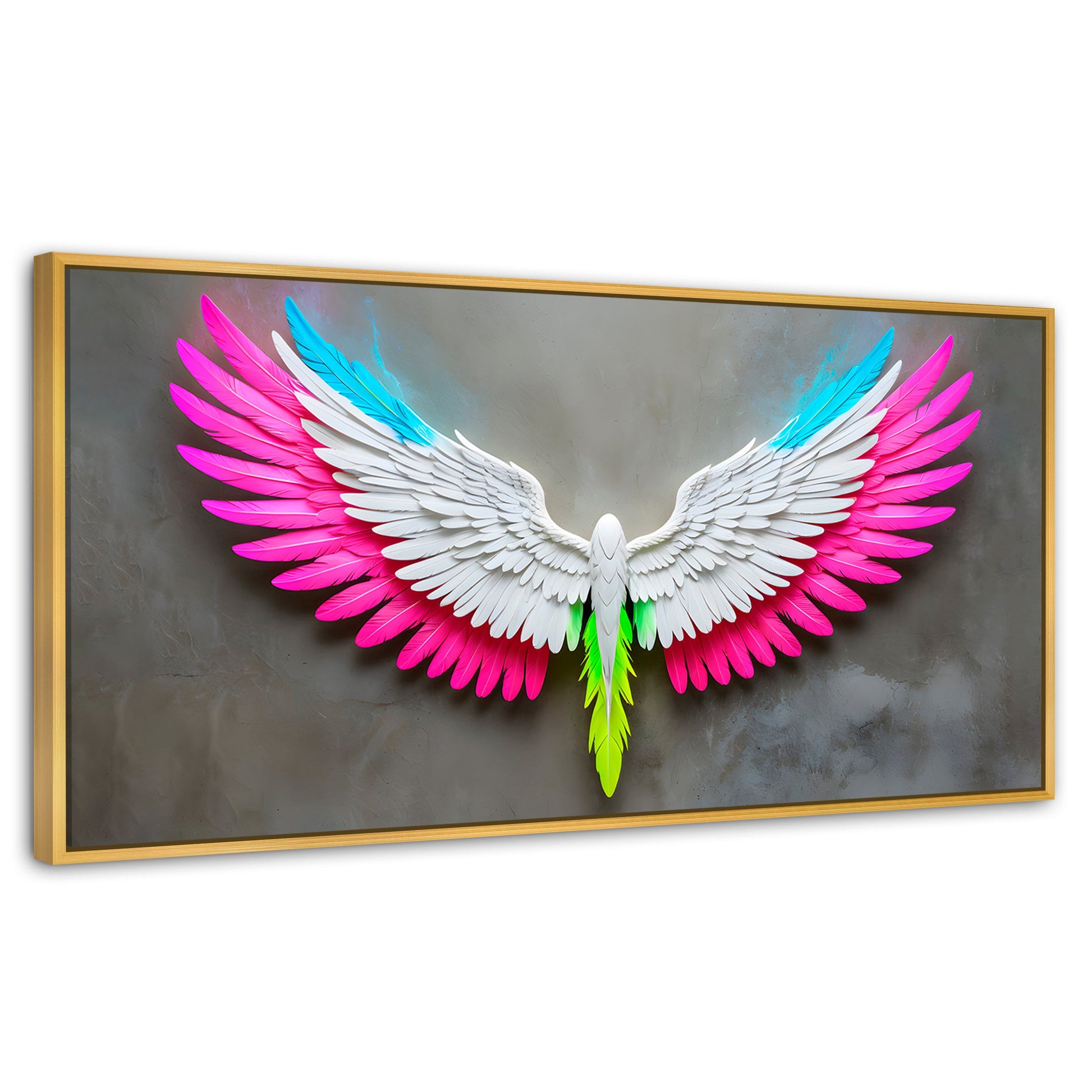 Cuadros Decorativos Canvas Revolution | Angel Alas De Luz | Panoramico | Portada | Marco Madera