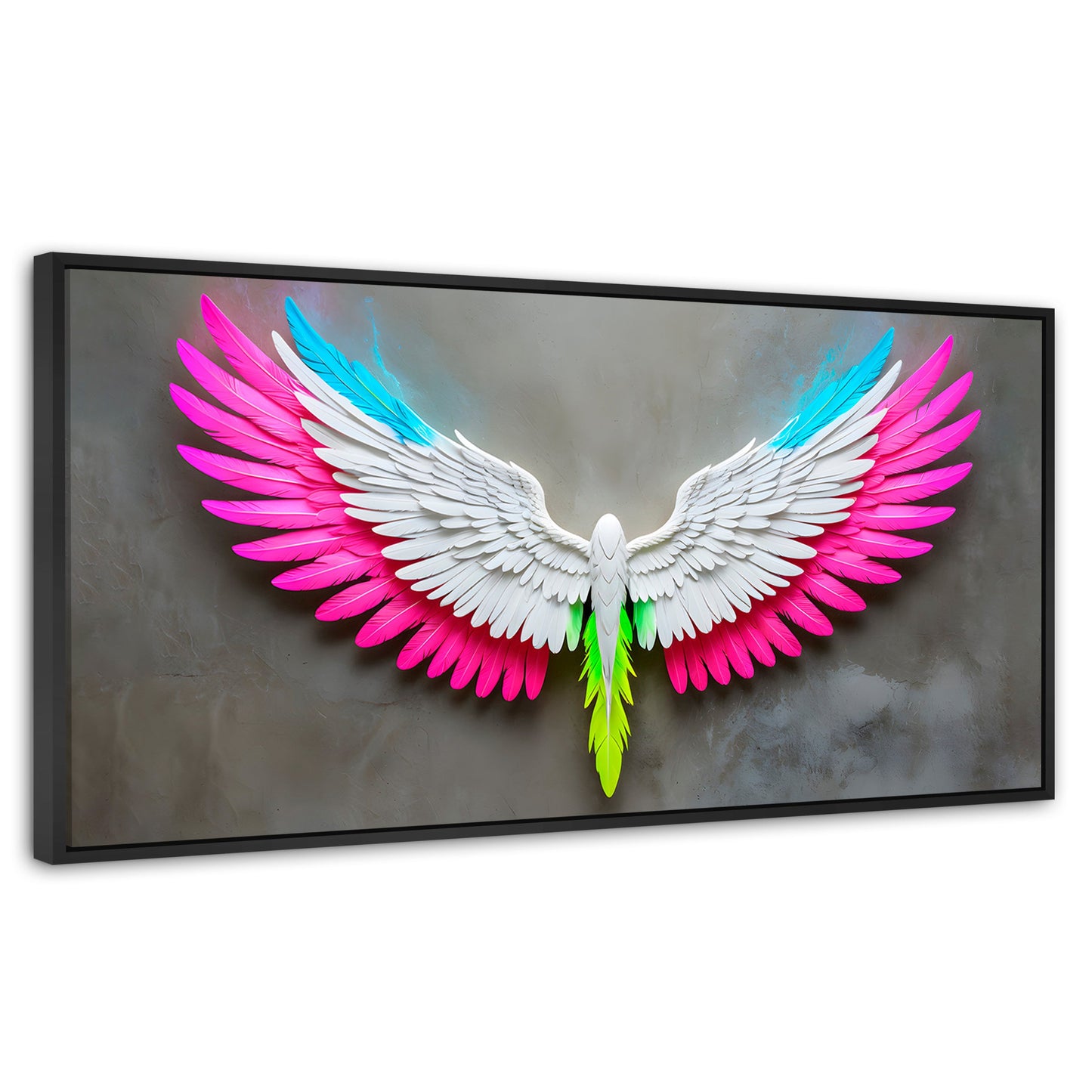 Cuadros Decorativos Canvas Revolution | Angel Alas De Luz | Panoramico | Portada | Marco Plateado