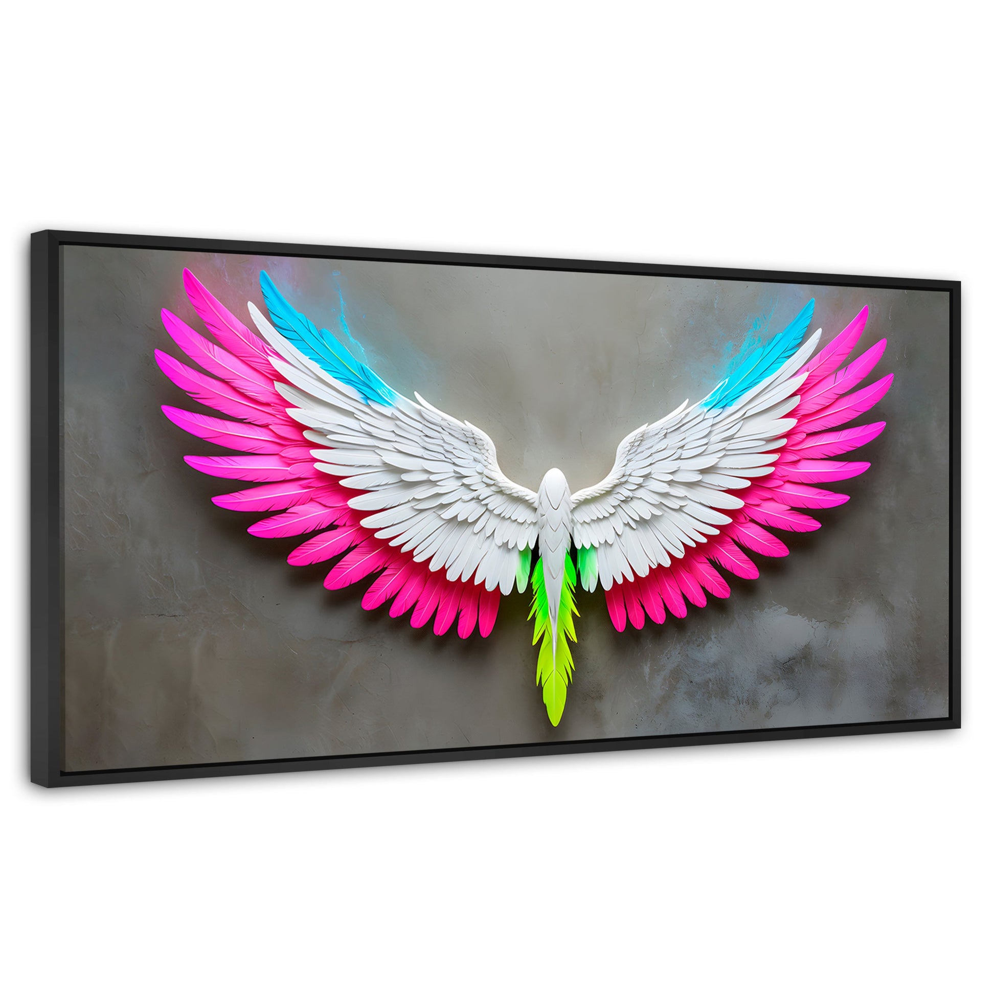 Cuadros Decorativos Canvas Revolution | Angel Alas De Luz | Panoramico | Portada | Marco Plateado