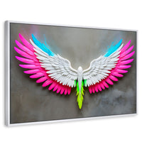 Cuadros Decorativos Canvas Revolution | Angel Alas De Luz | Rectangular | Portada | Marco Blanco
