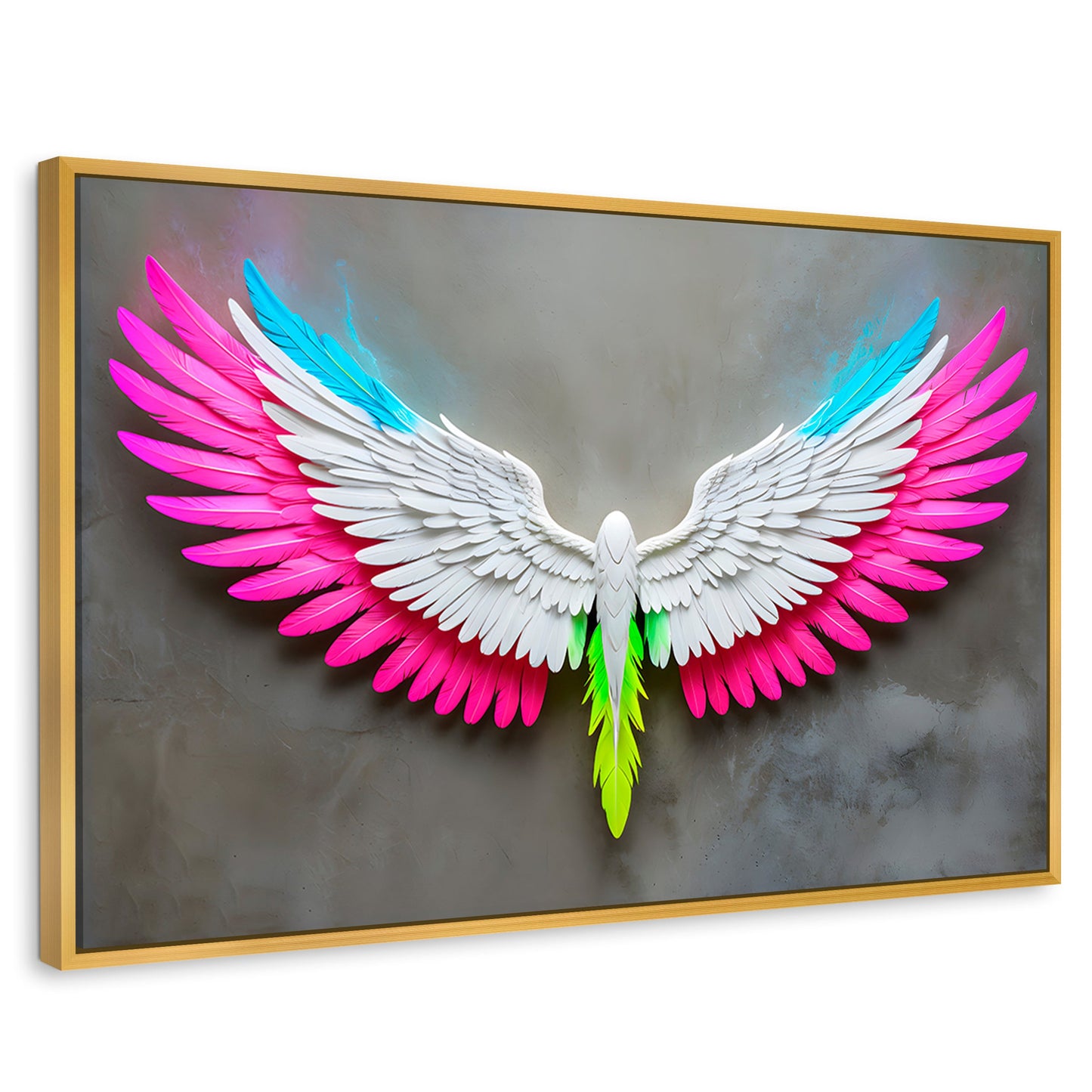 Cuadros Decorativos Canvas Revolution | Angel Alas De Luz | Rectangular | Portada | Marco Dorado