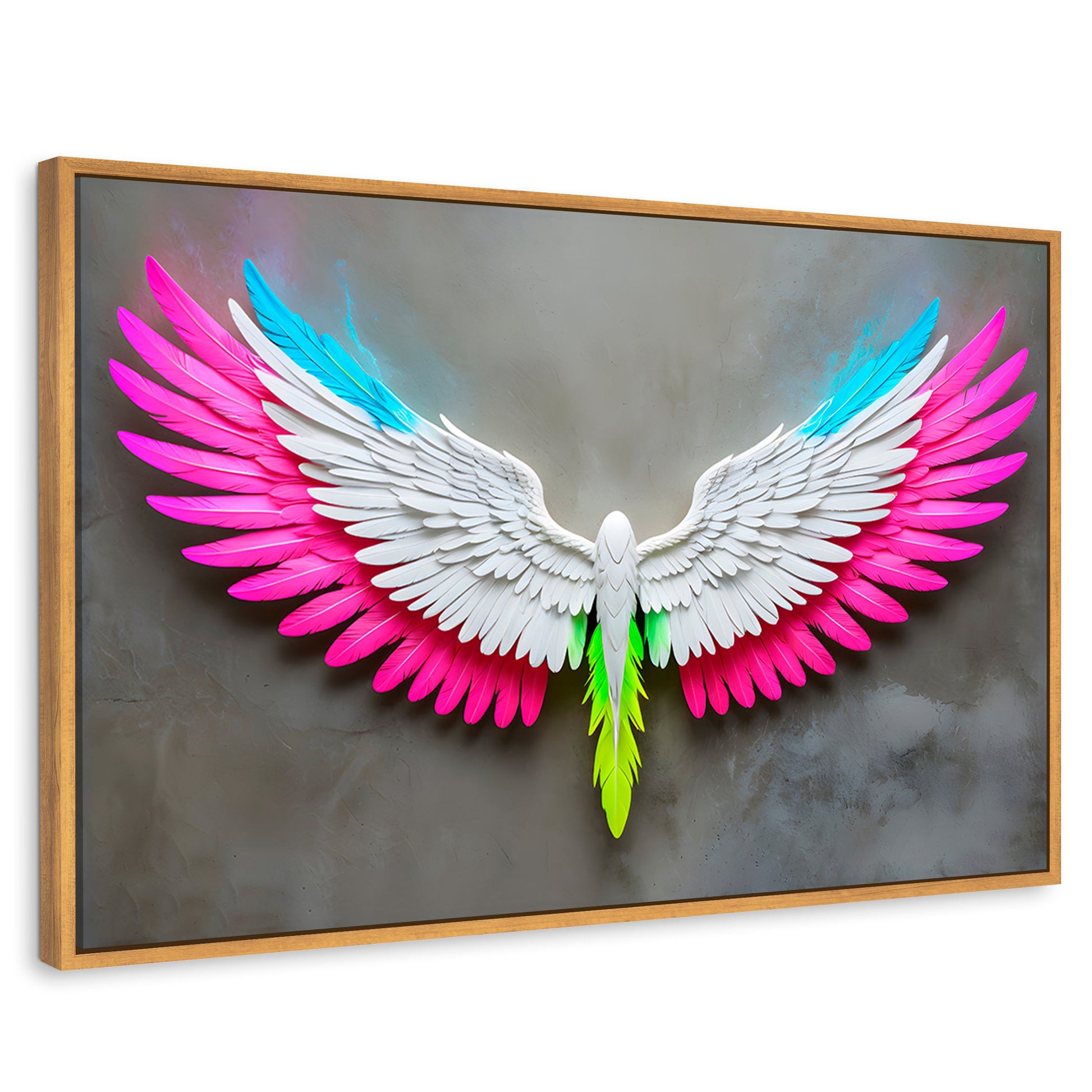 Cuadros Decorativos Canvas Revolution | Angel Alas De Luz | Rectangular | Portada | Marco Madera