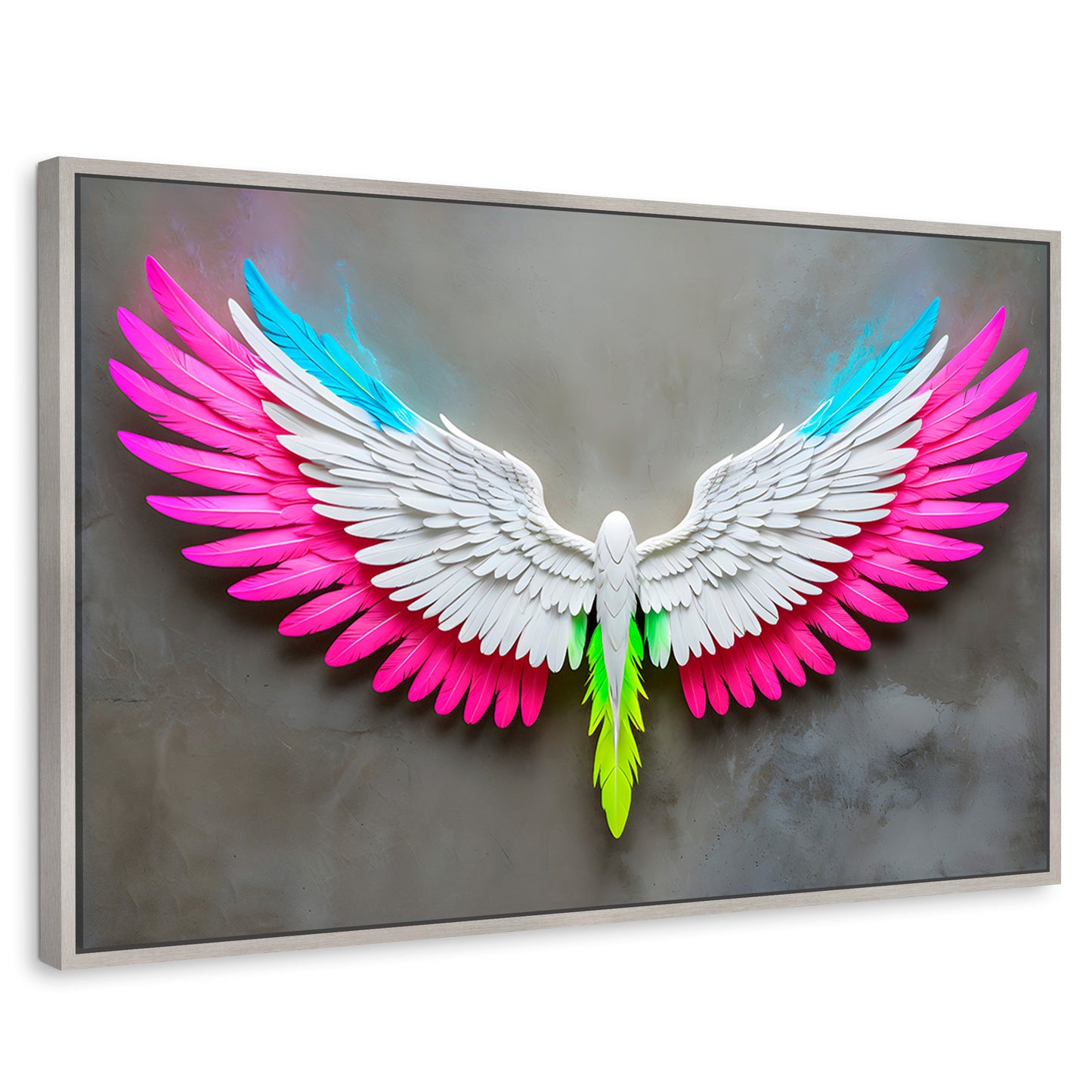 Cuadros Decorativos Canvas Revolution | Angel Alas De Luz | Rectangular | Portada | Marco Plateado