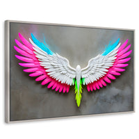 Cuadros Decorativos Canvas Revolution | Angel Alas De Luz | Rectangular | Portada | Marco Plateado