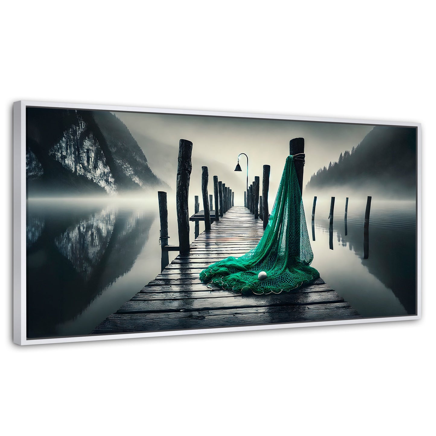 Cuadros Decorativos Canvas Revolution | Aqua En El Muelle | Panoramico | Portada | Marco Dorado