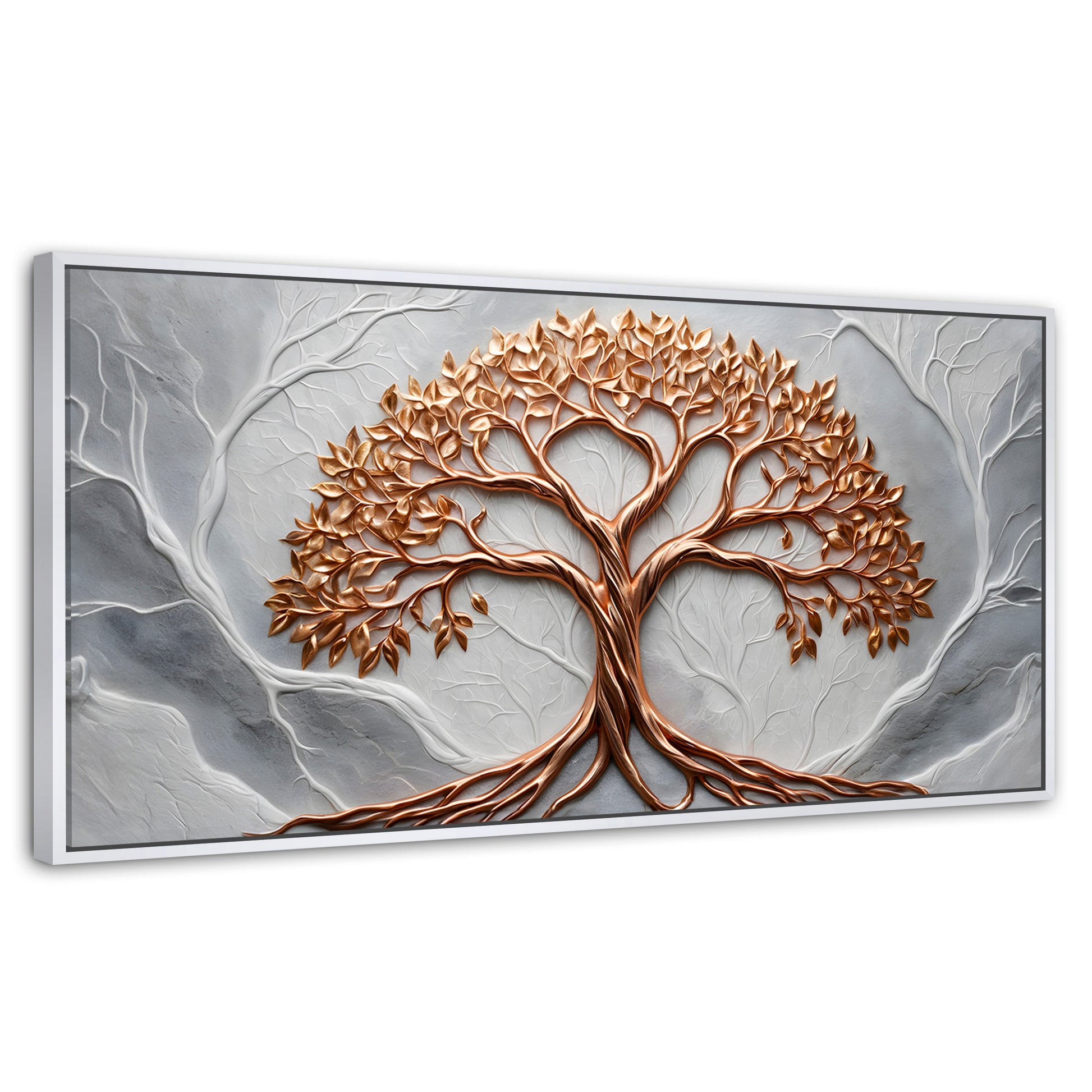 Cuadros Decorativos Canvas Revolution | Arbol Piedra Oro | Panoramico | Portada | Marco Dorado