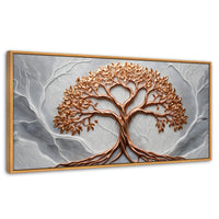 Cuadros Decorativos Canvas Revolution | Arbol Piedra Oro | Panoramico | Portada | Marco Negro