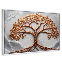 Cuadros Decorativos Canvas Revolution | Arbol Piedra Oro | Rectangular | Portada | Marco Blanco