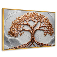 Cuadros Decorativos Canvas Revolution | Arbol Piedra Oro | Rectangular | Portada | Marco Dorado
