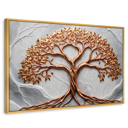 Cuadros Decorativos Canvas Revolution | Arbol Piedra Oro | Rectangular | Portada | Marco Dorado