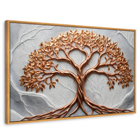 Cuadros Decorativos Canvas Revolution | Arbol Piedra Oro | Rectangular | Portada | Marco Madera