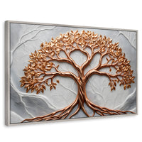 Cuadros Decorativos Canvas Revolution | Arbol Piedra Oro | Rectangular | Portada | Marco Plateado