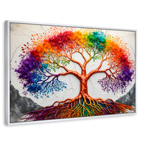 Cuadros Decorativos Canvas Revolution | Arbol Vida Arcoiris | Rectangular | Portada | Marco Blanco
